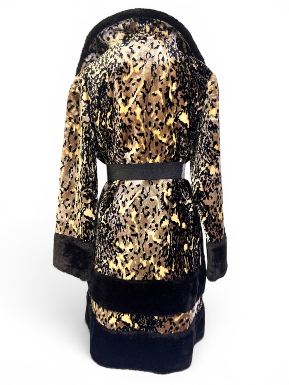 Vintage 1960s Leopard Animal Print Faux Fur Mod Glam Statement Jacket Coat  M - Picture 4 of 9